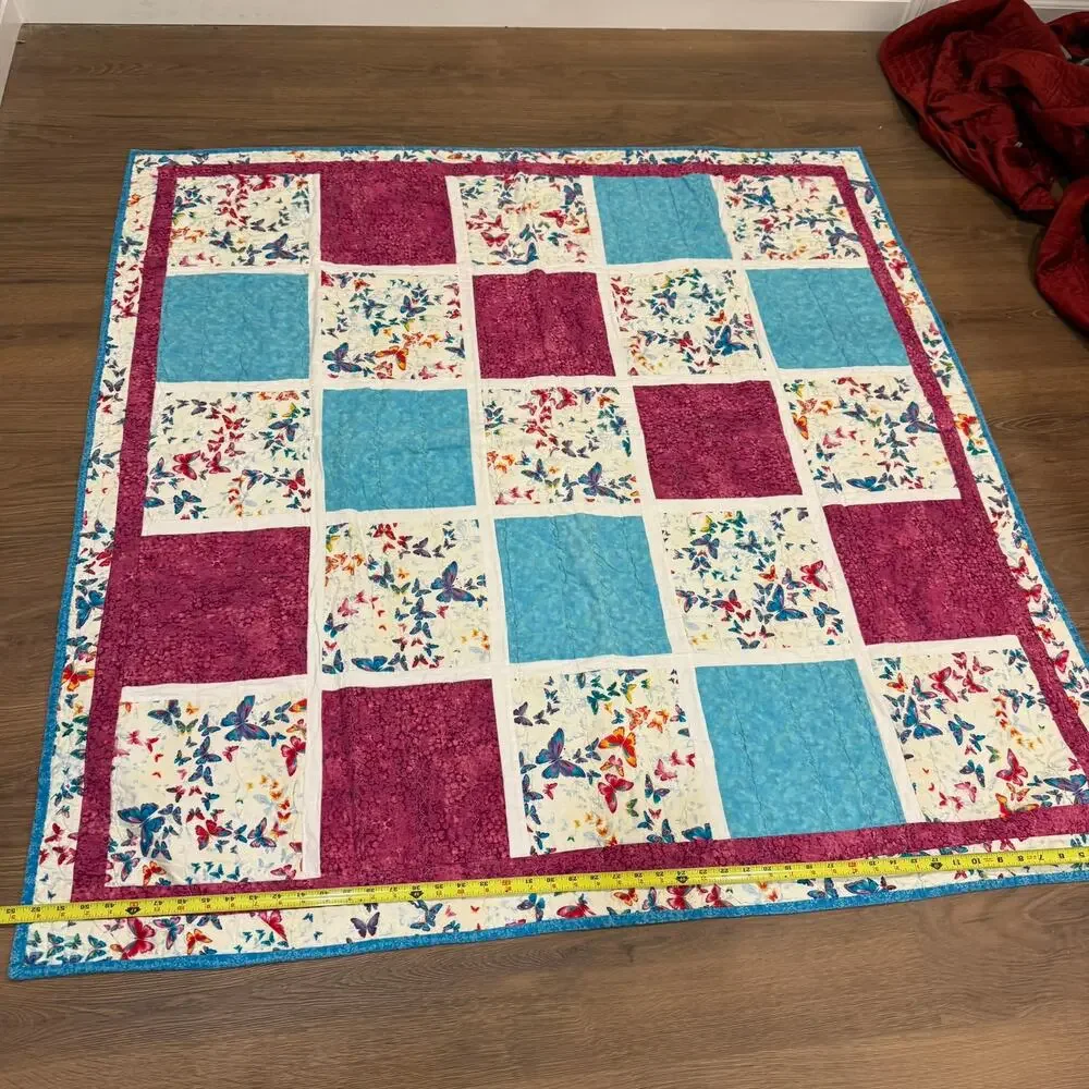 Handmade Butterfly Quilt Throw 52x52 Personalized Label Signed Christmas 2016